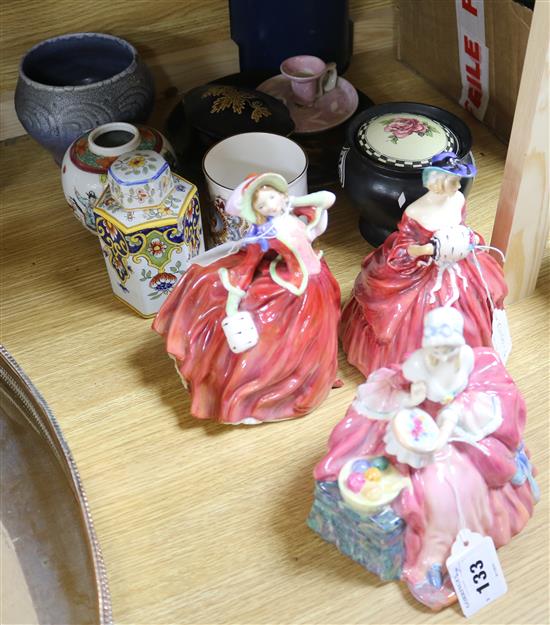 Three Doulton figures, Penelope, Autumn Breezes and Genevieve